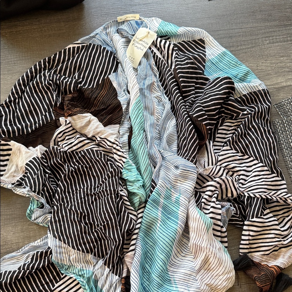 Striped Lightweight coverup with Teal Accents